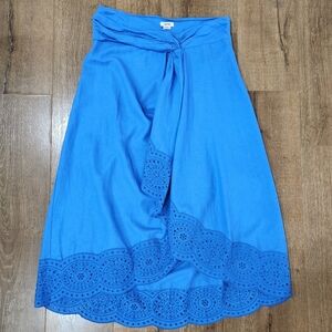 NWOT Jason Wu Bllue Linen Eyelet Midi Skirt Sz 10 Summer Resort Wear Tomato Girl
